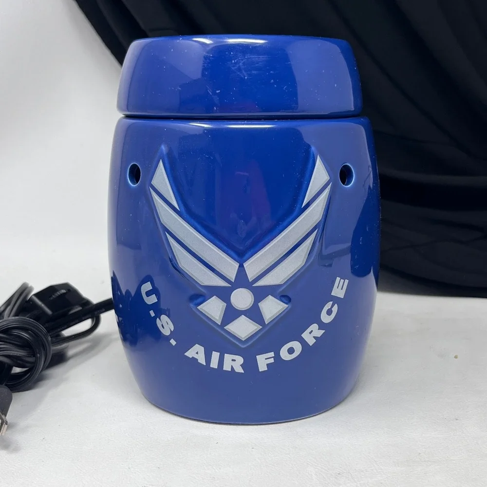 Scentsy USAF Air Force Warmer Blue Ceramic Retired Tested With Box Military